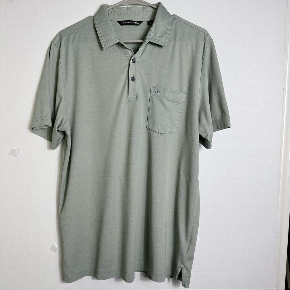 Travis Mathew Polo Shirt Mens Large Gray Performance Pima Cotton Blend Logo